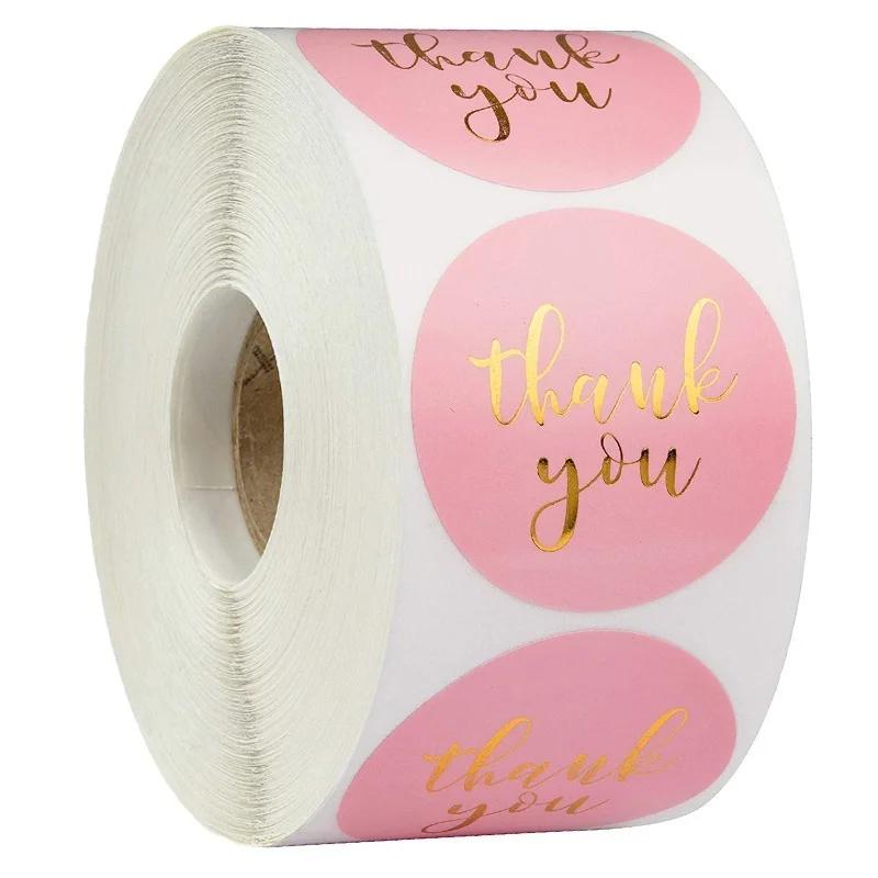 Étiquettes rondes en papier Kraft, 500 pièces, autocollant de remerciement, dragées, sac de bonbons,