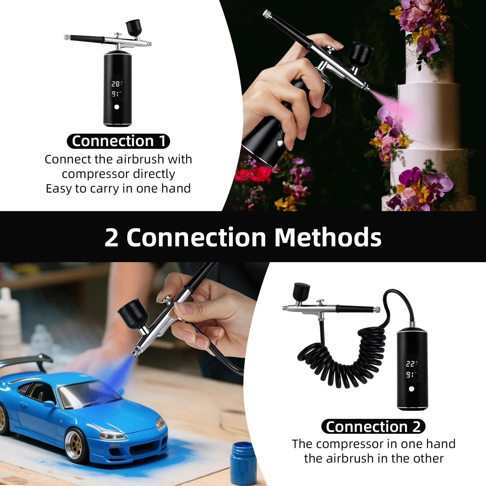 Kit d'aérographe Portable, Mini pistolet de pulvérisation de peinture à compresseur d'air pour Nail 