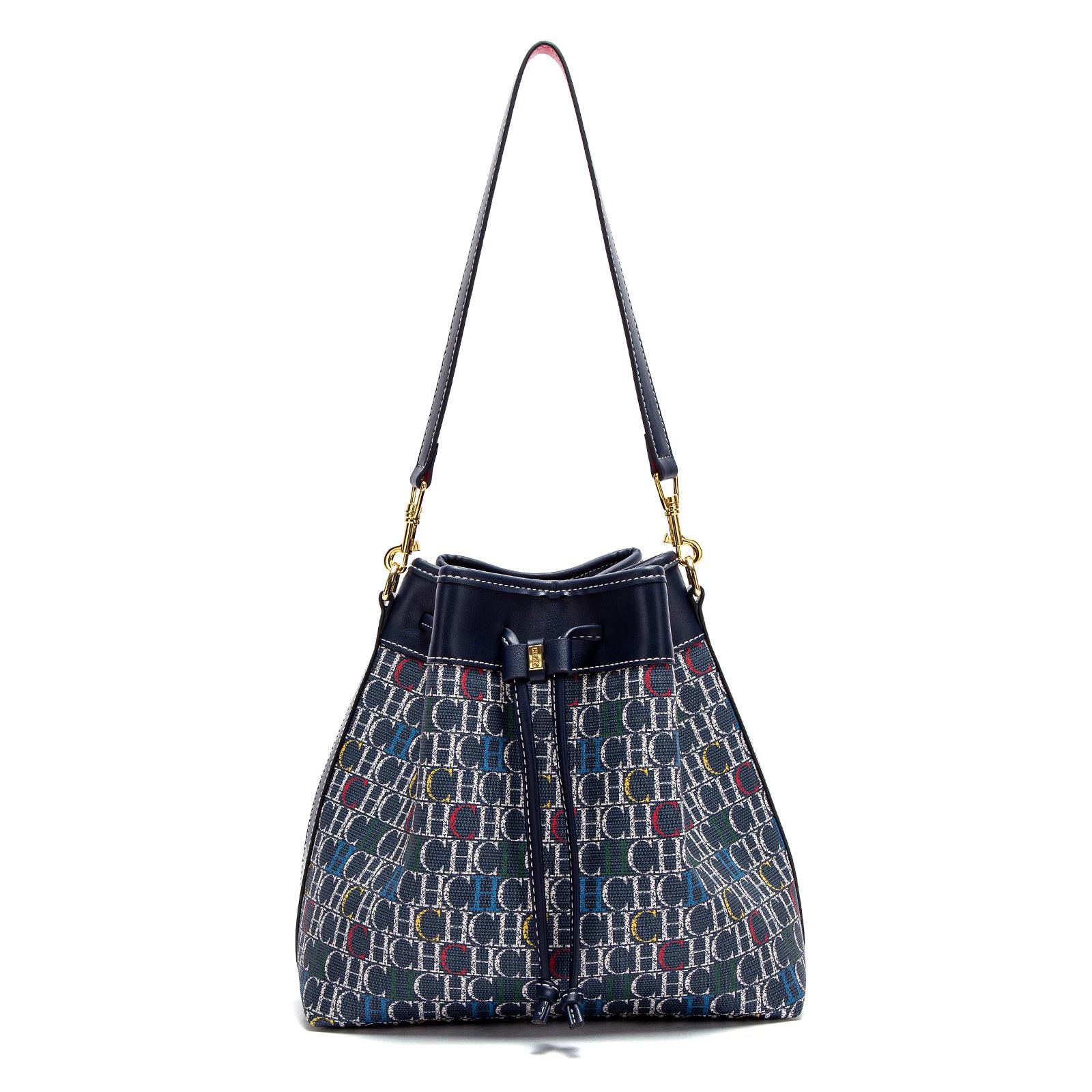 CHCH sac seau femme printemps nouveau vin rouge sac à cordon double usage bandoulière portefeuille d
