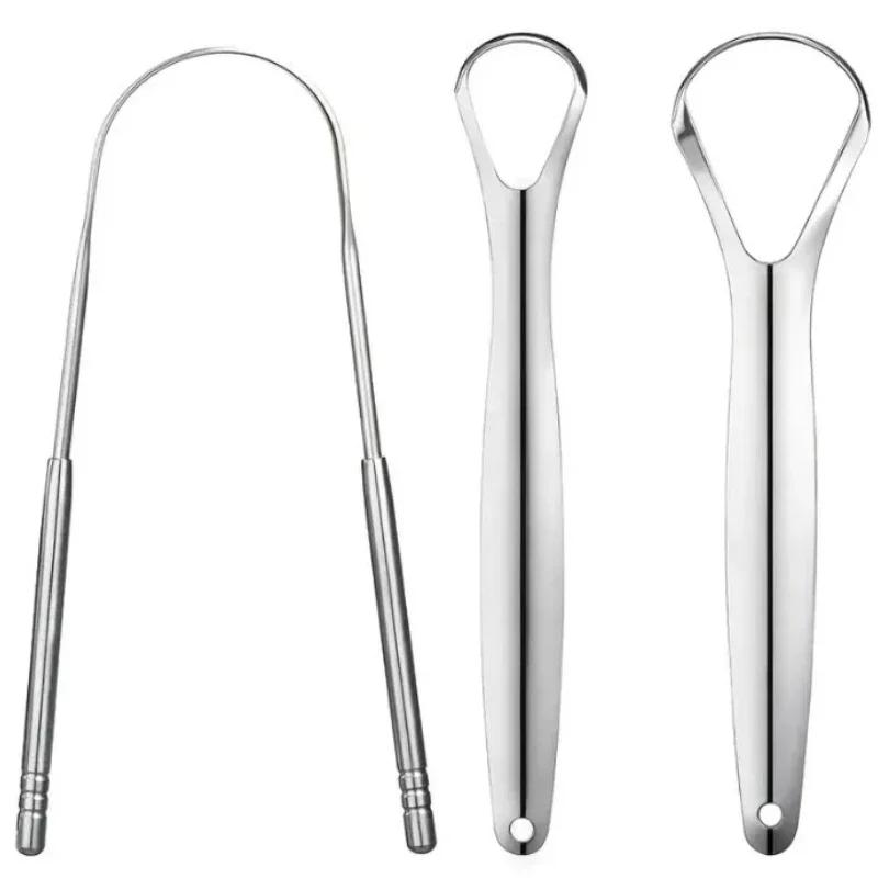 Grattoir à langue en métal Premium, 1 pièce/3 pièces, nettoyeur pour adultes et enfants, grattoirs à