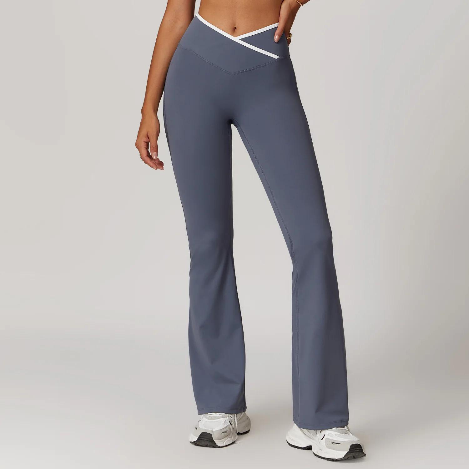 Leggings de yoga évasés pour femmes, pantalons de fitness taille haute, collants de yoga à cloche, p