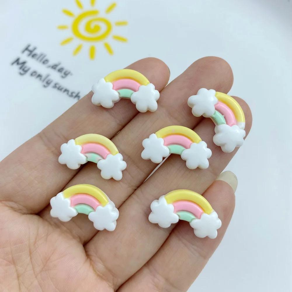 Mini arc-en-ciel en résine coloré, dos plat, embellissements pour nœuds de cheveux, accessoires de m
