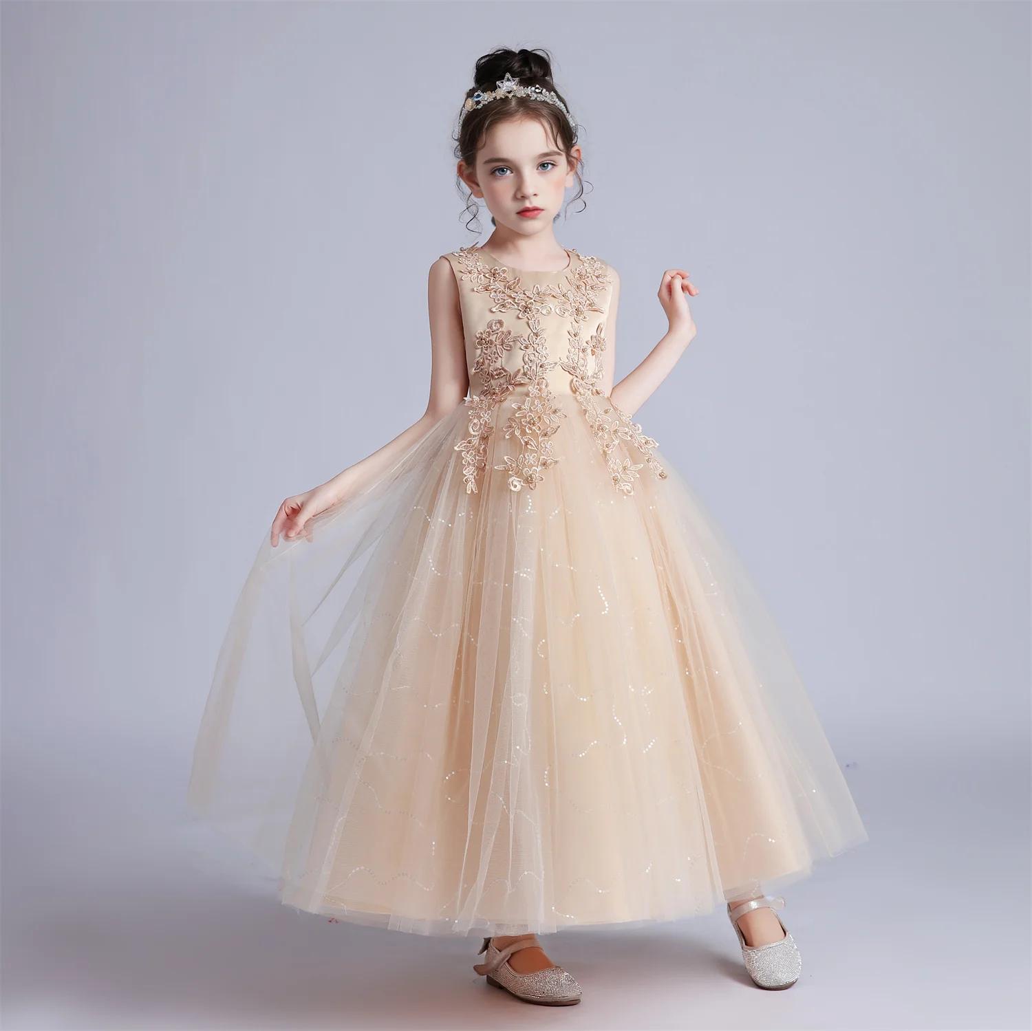 BX683 enfants robes pour filles robe en dentelle robe princesse vêtements enfants formelle soirée fl