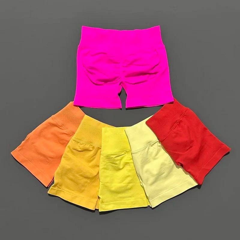 Short de sport pour femmes, short de motard, Fitness, taille haute et serrage de la taille, short de