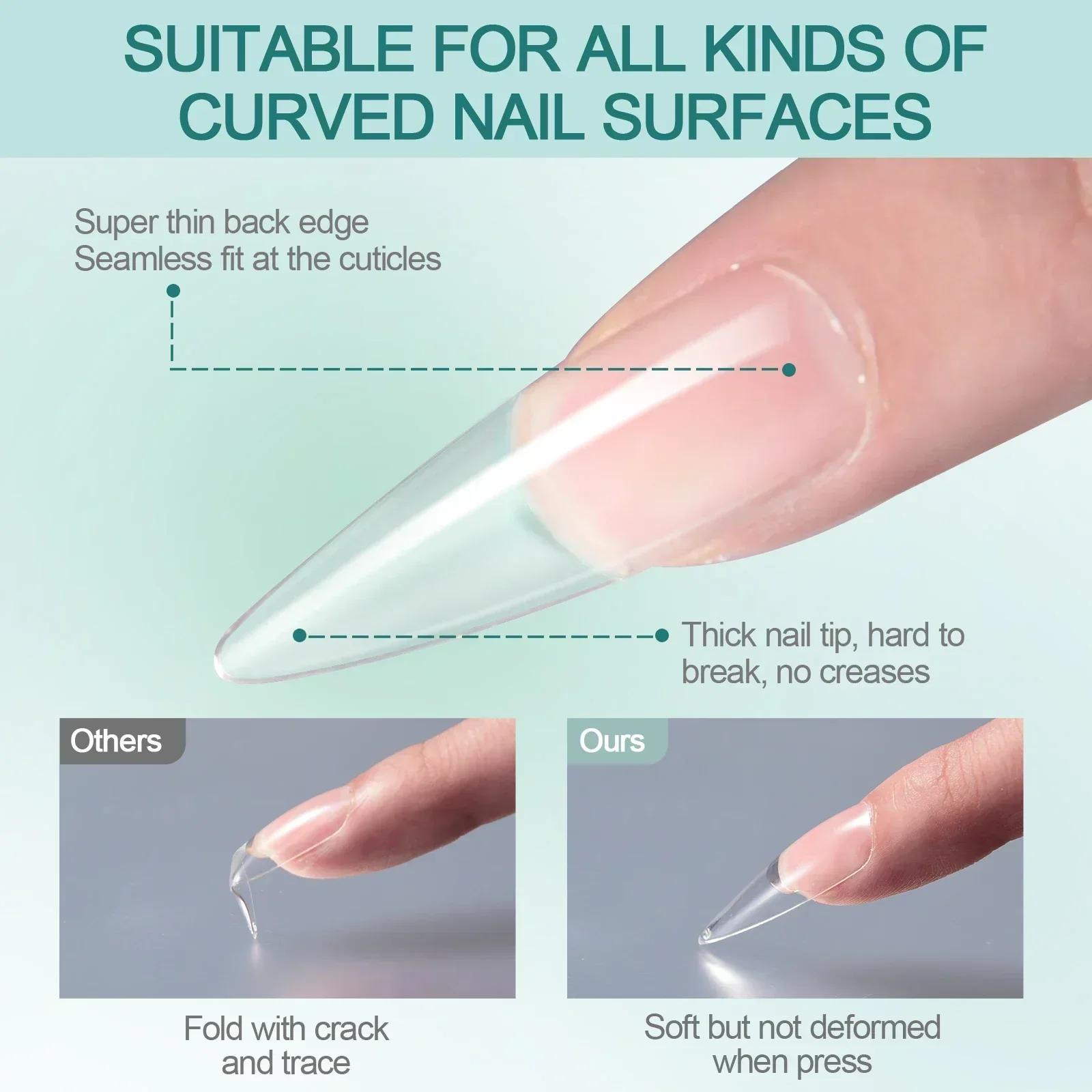 Nailpop 120 pièces ongles acryliques fausse Capsule courte cercueil d'amande carré Extension d'ongle