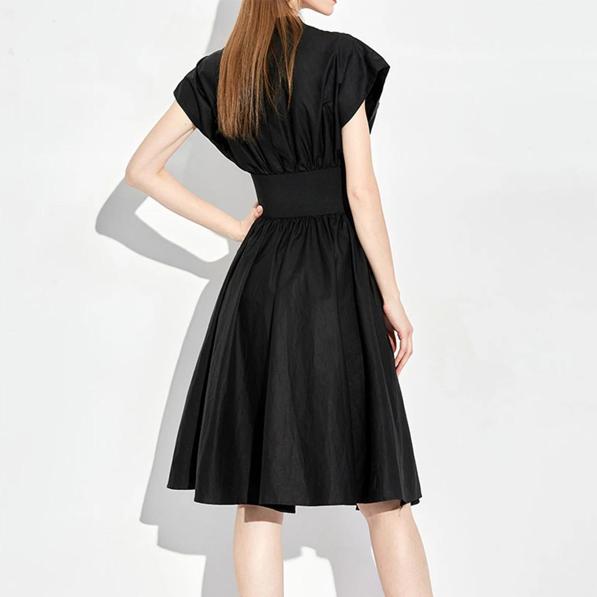 CHCH – robe longue pour femmes, col en v, sans manches, taille haute, Slim, noire, tenue de fête d'a