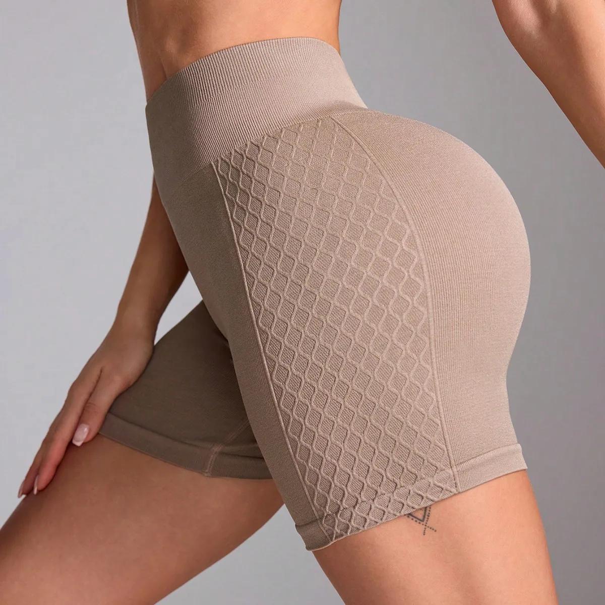 Short d'entraînement yoga taille haute sans couture pour femme - Short gym confortable et ajusté