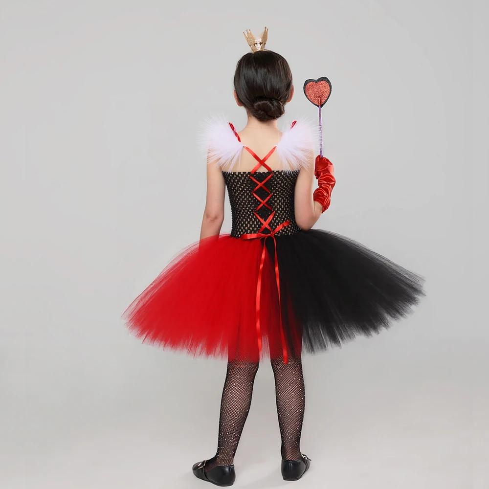 Costume Tutu reine de cœur pour filles, robe fantaisie Alice au pays des merveilles, tenue de carnav