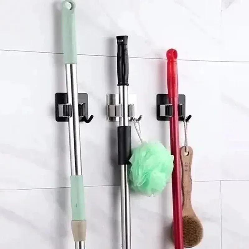 Crochets adhésifs multi-usages, support mural pour vadrouille, crochet pour balai, cuisine, salle de