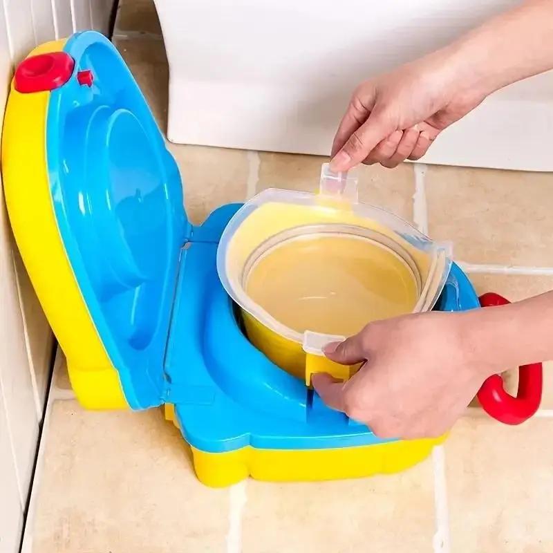Siège de pot de voyage pliable pour enfants, toilettes d'entraînement portables avec motif de dessin