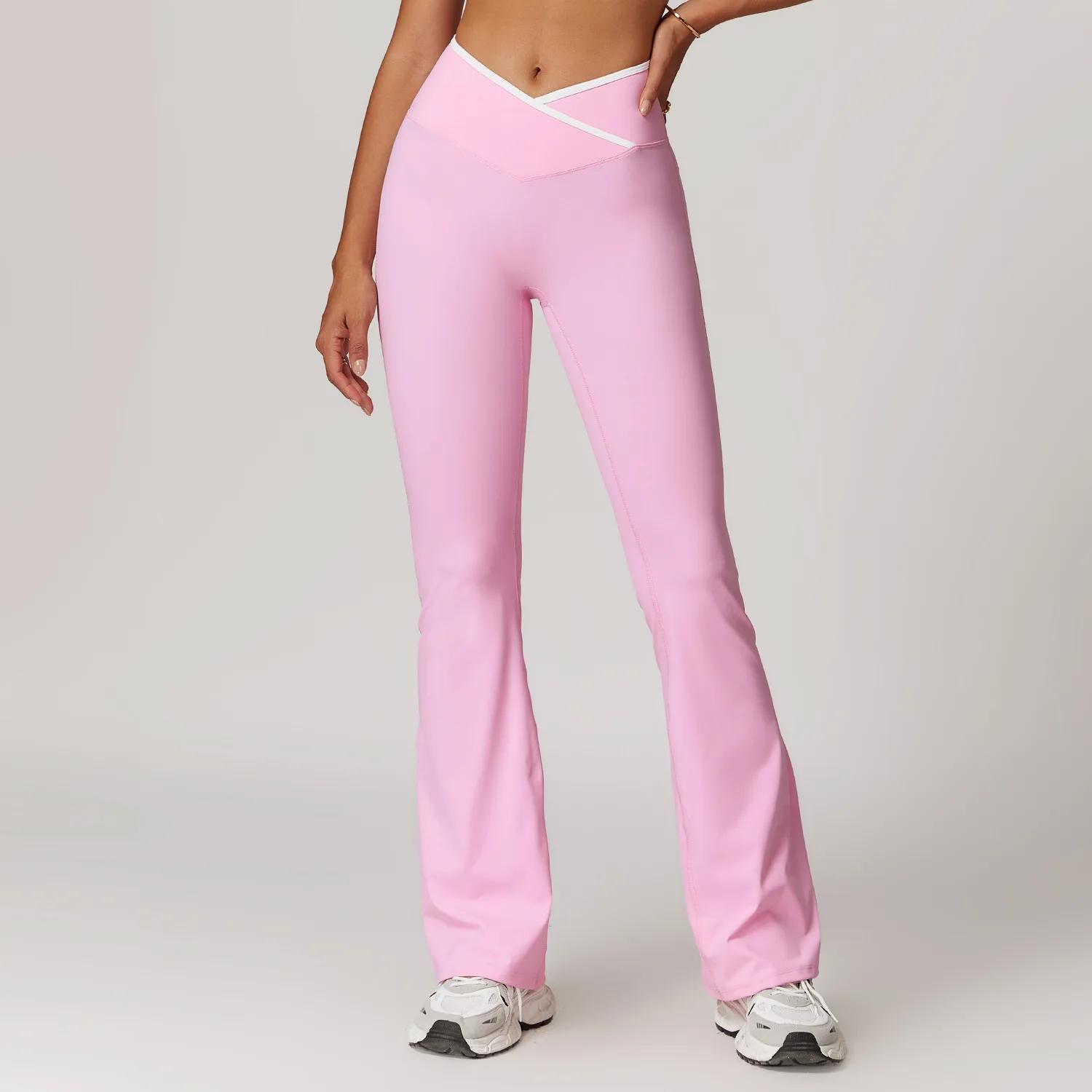 Leggings de yoga évasés pour femmes, pantalons de fitness taille haute, collants de yoga à cloche, p