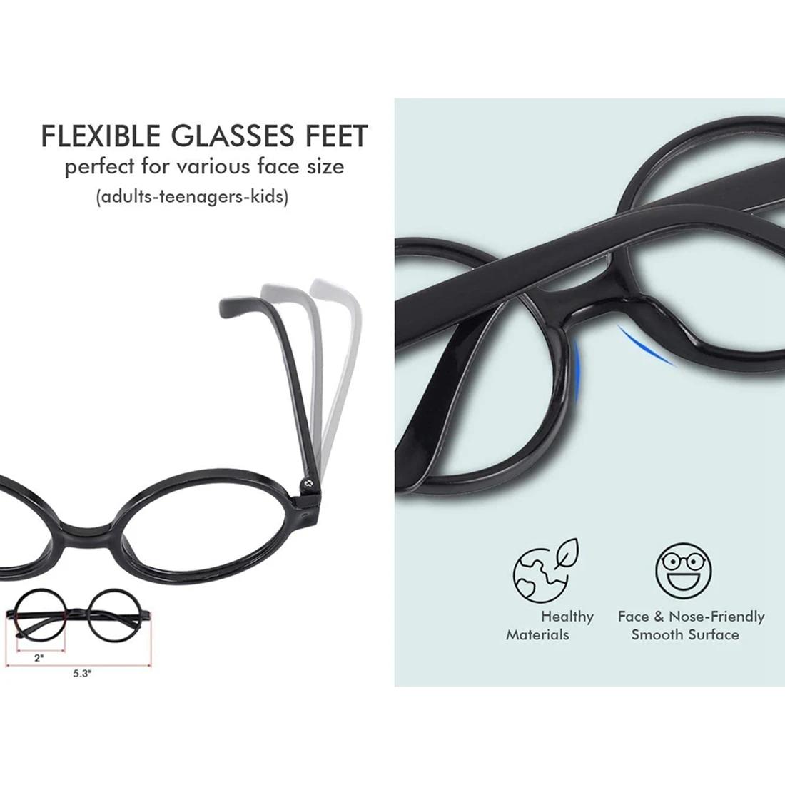 Lunettes de Magicien avec Cadre Rond, Sans Lentilles et Tatouages pour Enfants, Halloween, ixCostumé
