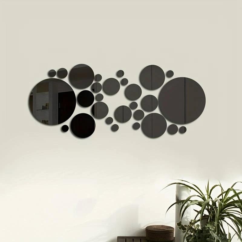 Autocollants muraux miroir acrylique 3D, miroir rond, autocollants muraux pour chambre à coucher, sa