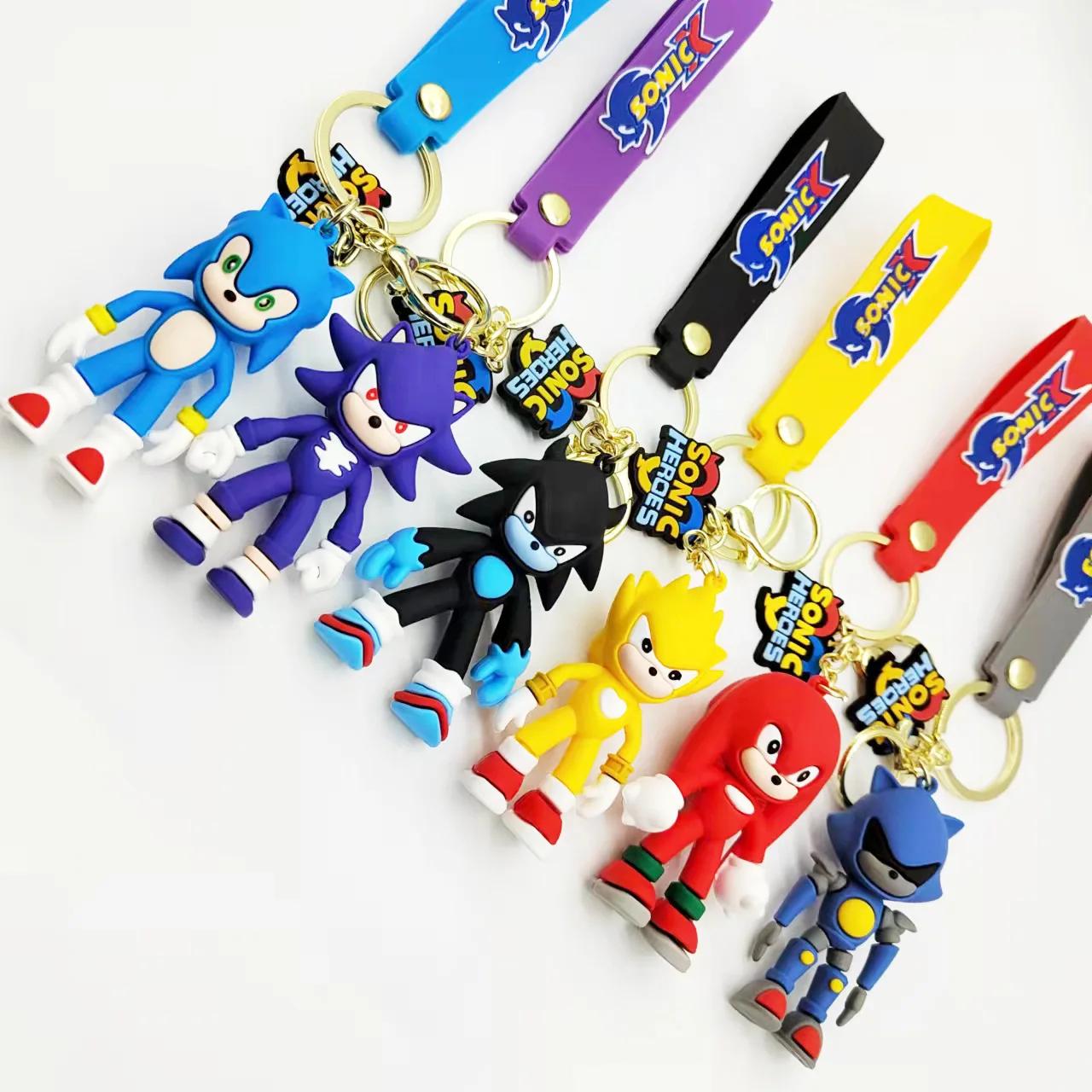 Porte-clés Sonic Shadow Knuckles pour enfants, figurines d'anime, porte-clés en PVC, sacs, accessoir