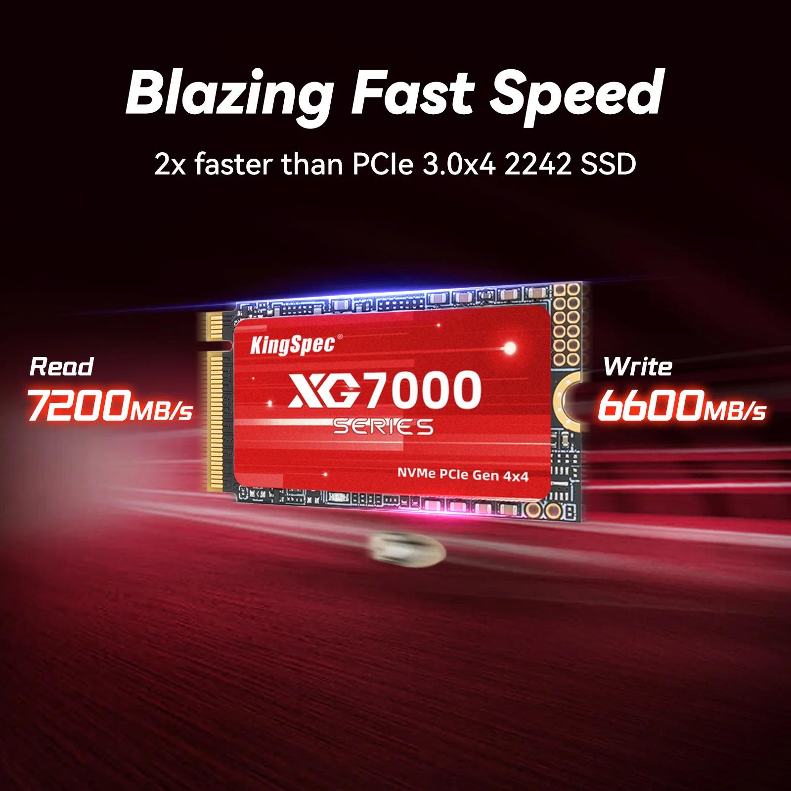 KingSpec-Disque dur interne NVMe, 2 To, 1 To, 512 Go, M.2 2242, PCIe 4.0, SSD 7200 MBumental, PCI-e,