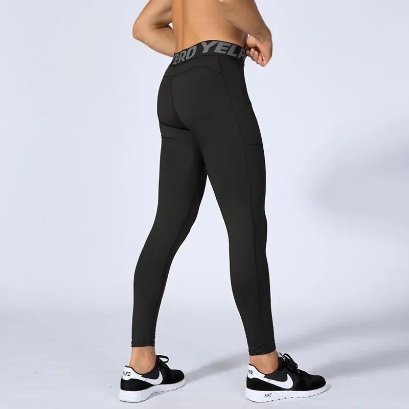 Collants de Compression hommes PRO Fitness course pantalons serrés Leggings de sport avec poche pour