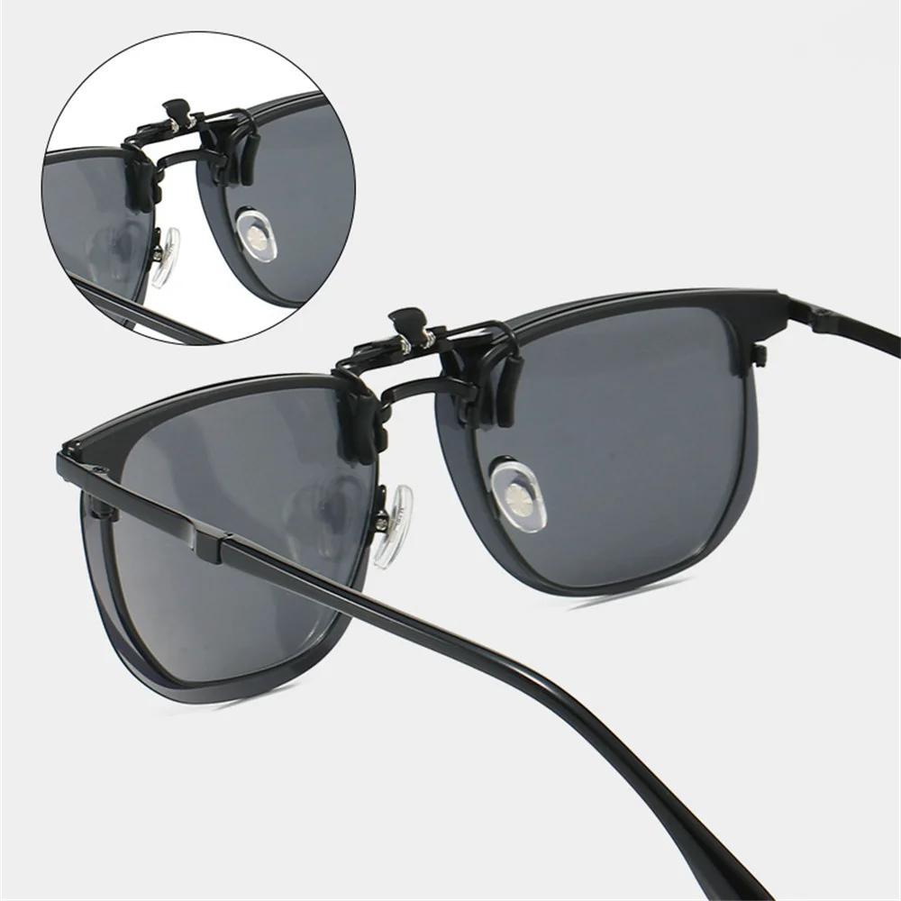 VIVIBEE Flip Up Clip sur lunettes de soleil polarisées hommes carré UV400 photochromique Vision noct