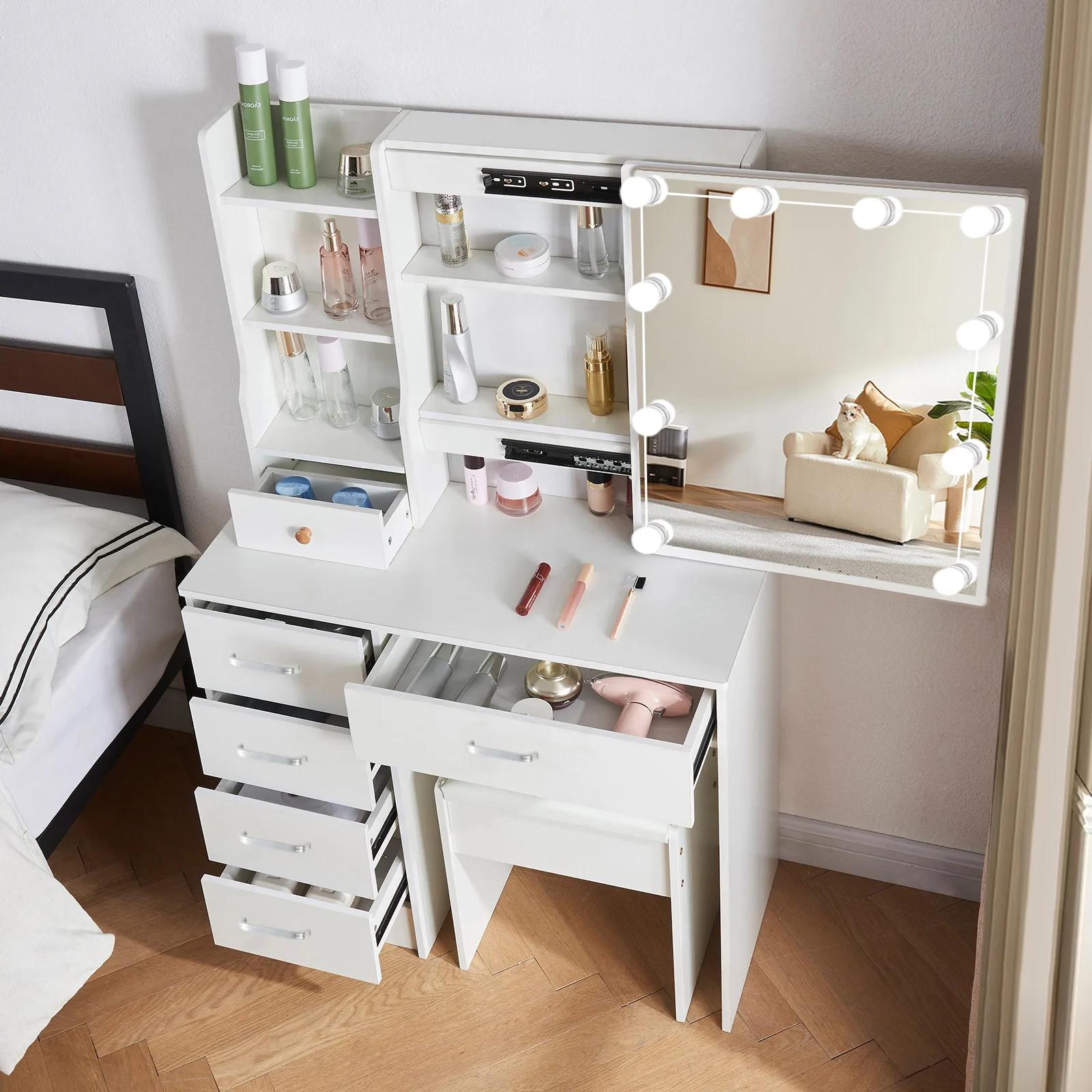 Ensemble de commode 4.2 par LED, 3 couleurs, luminosité réglable, commode blanche avec wers de proxi
