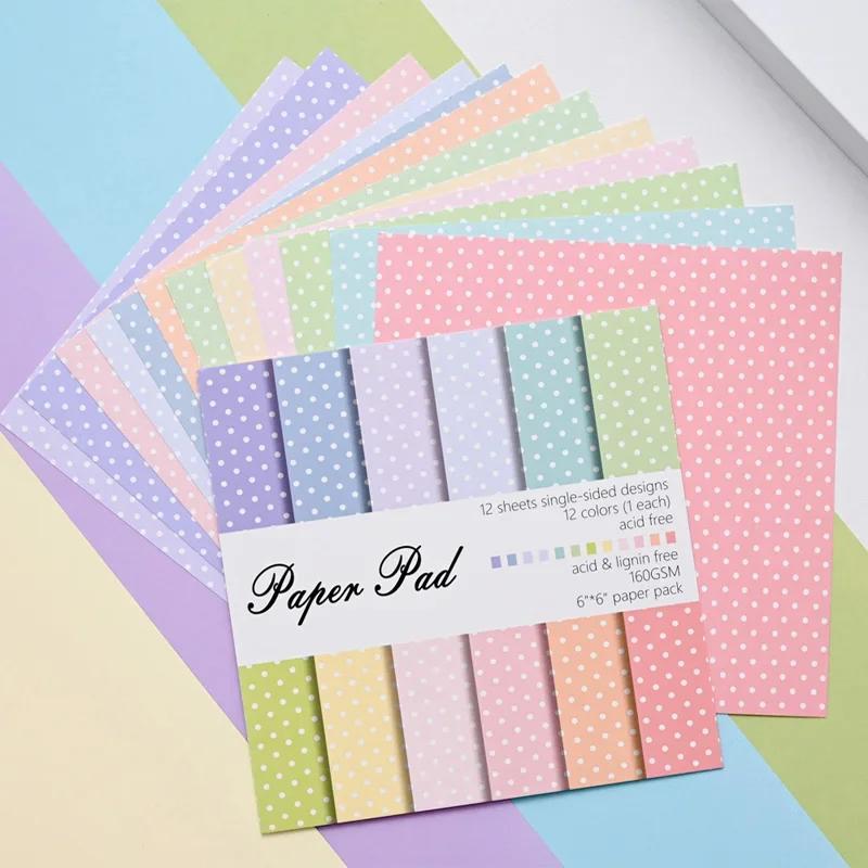 Lot de 12 feuilles de papier artisanal à motif de grille de points 6"X 6" pour fonds d'art, fabricat