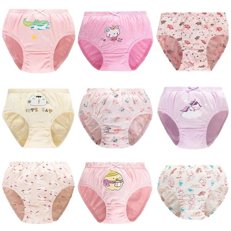 Lot de 5/10 culottes confortables en coton pour enfants et filles, sous-vêtements doux et mignons av