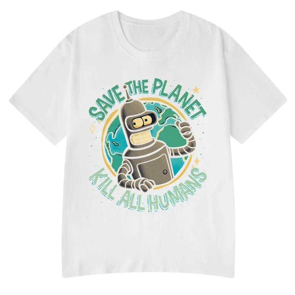 Drôle sauver la planète tuer tous les humains Robot impression graphique T-shirt femmes mode été à m