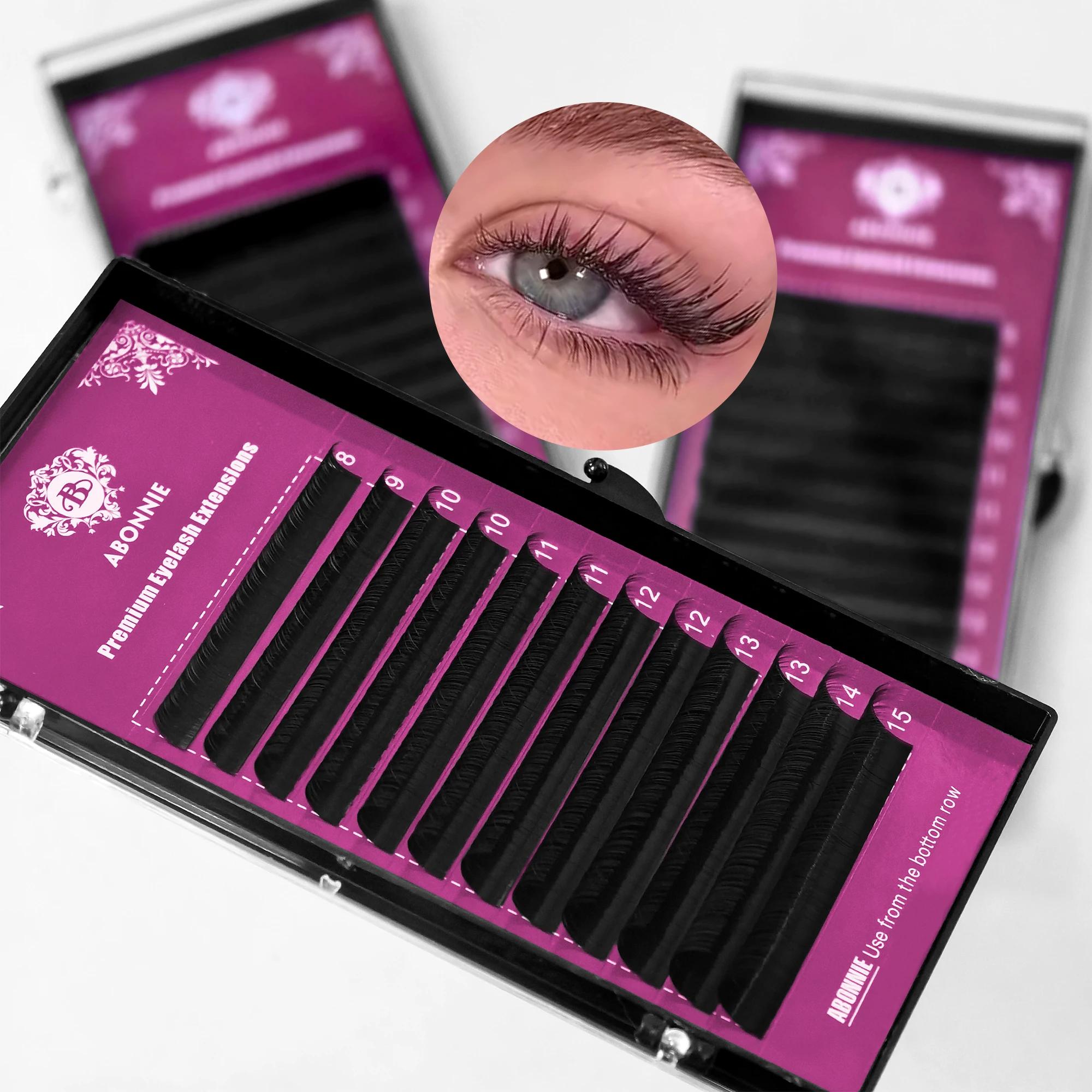 Extensions de cils individuels classiques Abonnie B/C/CC/D, cils volumineux et moelleux, toutes tail