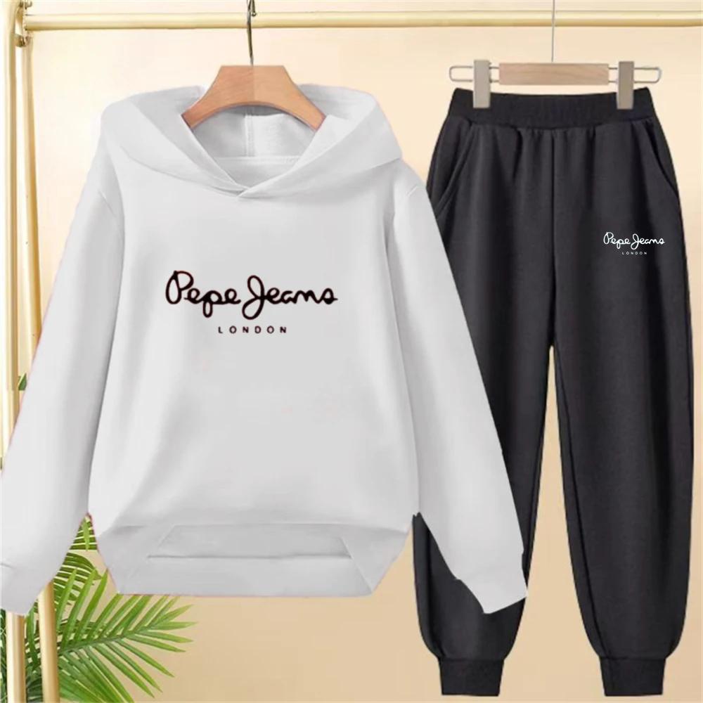 Garçon filles sweat à capuche pour enfants costume hauts + bas Toddle noir Sweatshirr blanc enfant 3