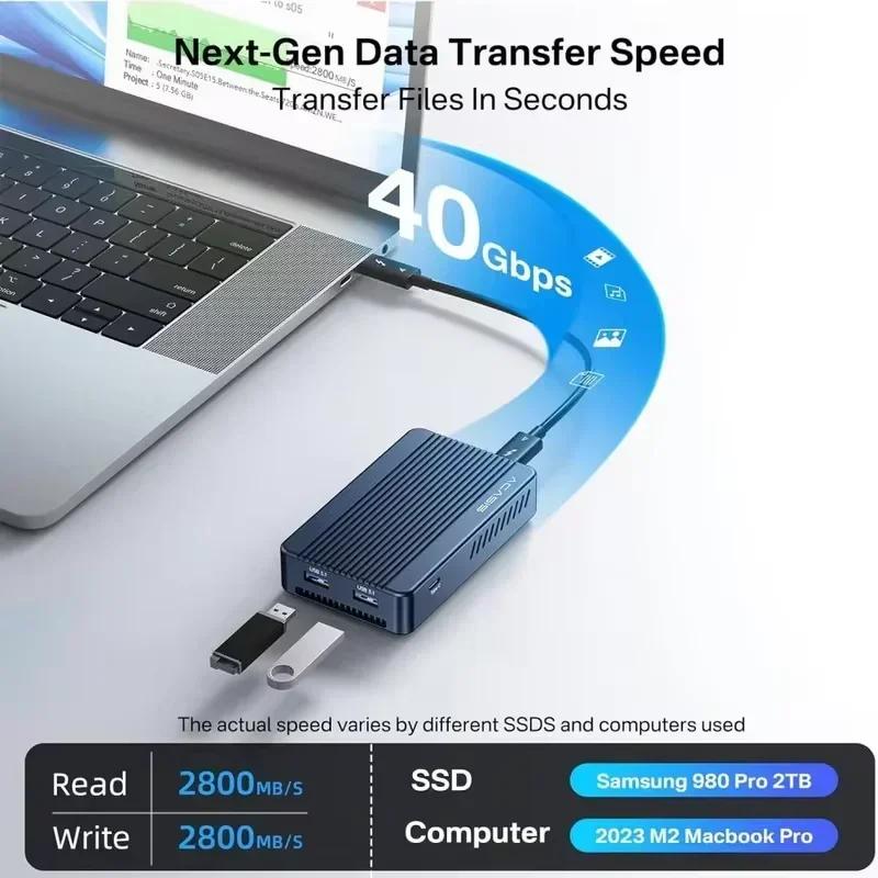 Boîtier Acasis USB-C 40 Gbit/s compatible Thunderbolt/USB 4 M.2 NVMe SSD | Station d'accueil double 