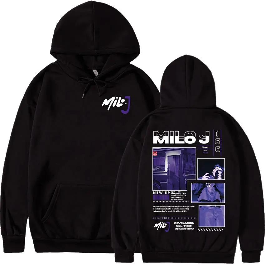 Rappeur Milo J 166 Tour 2025 Album graphique sweat à capuche hommes Hip Hop gothique à manches longu