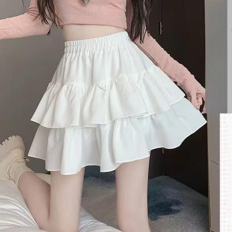 Mini jupe princesse blanche Chic coréenne Y2K pour fille, jupe à plusieurs niveaux de style Ballet, 