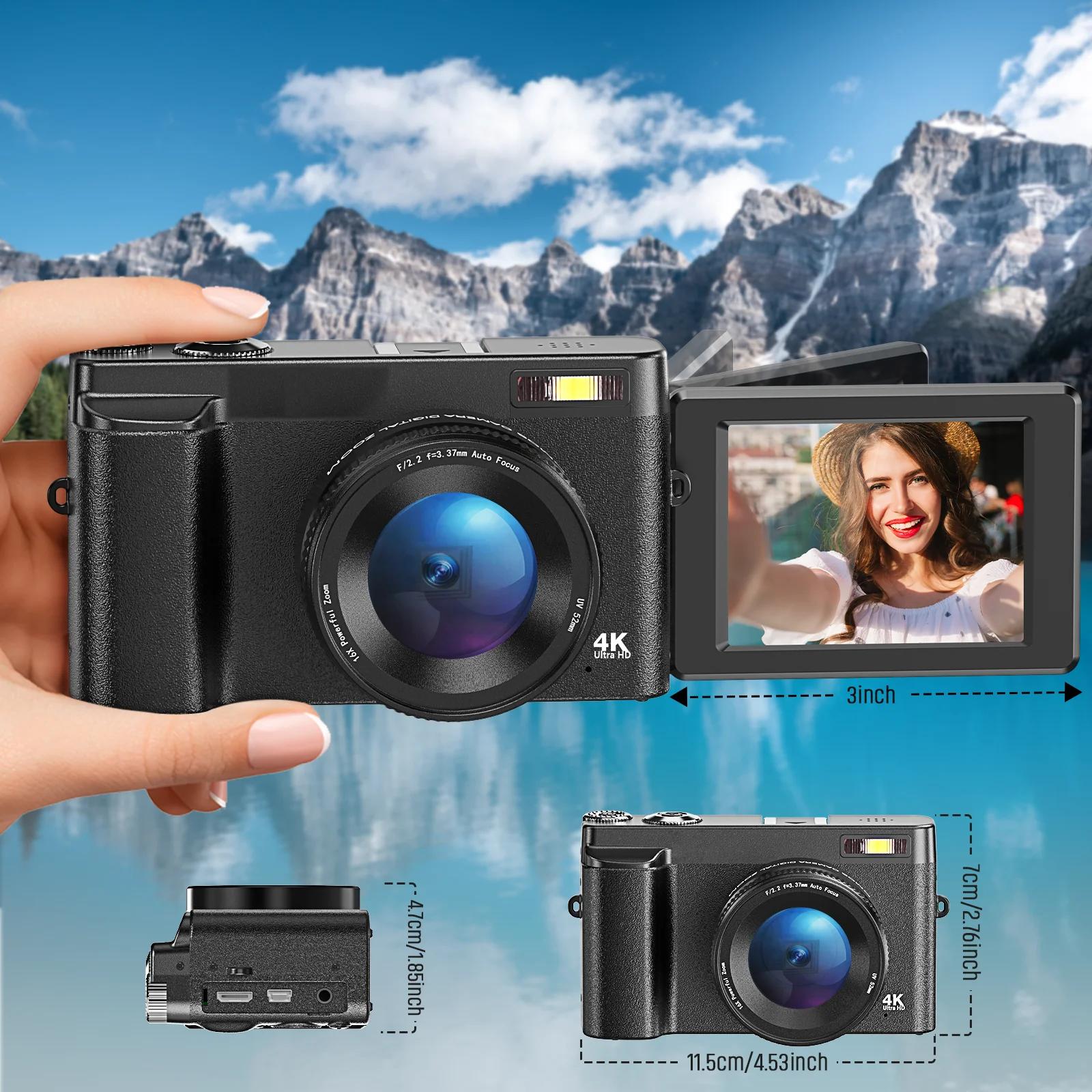 Appareil photo numérique 4K, 48mp, Webcam Autofocu, enregistreur vidéo Vlog, caméras compactes, Rota