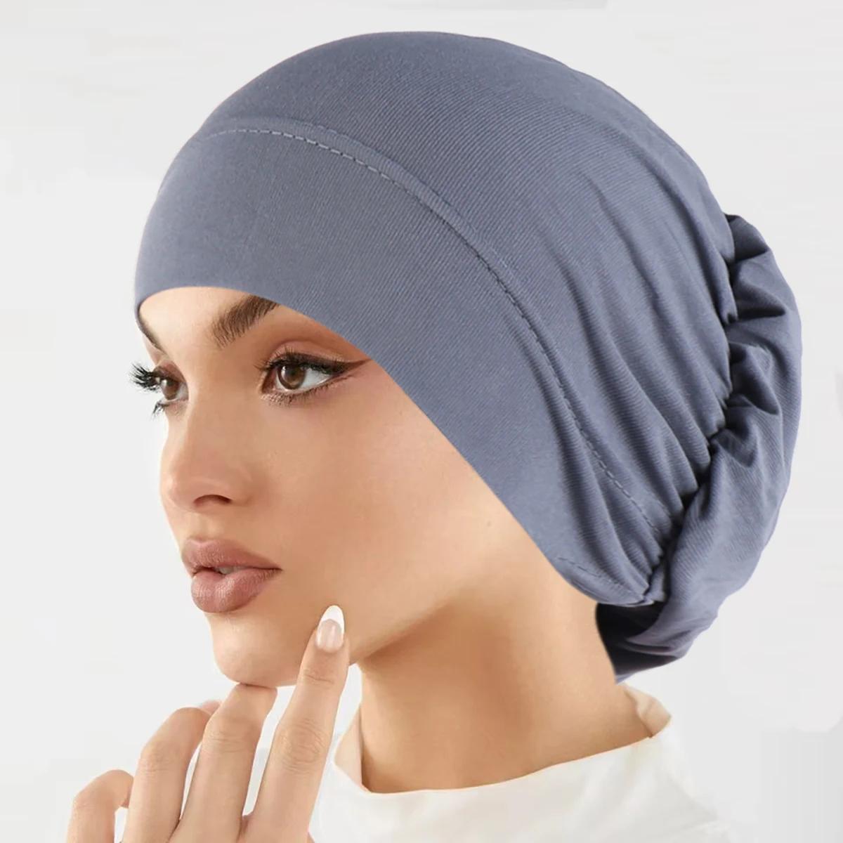 Mode musulmane femmes Hijabs doux extensible couleur unie Turban chapeau Cancer chimio bonnets casqu