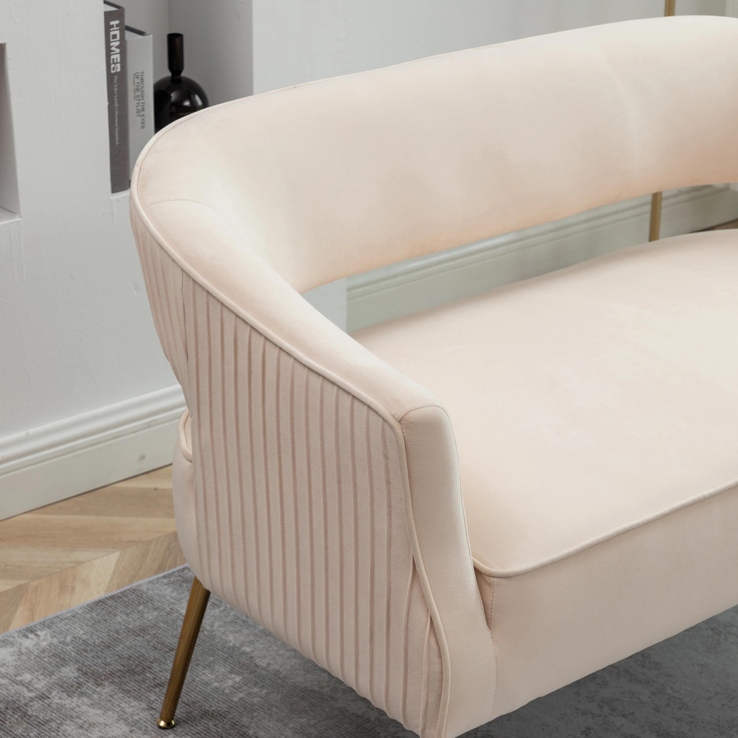 Causeuse touffetée en velours avec pieds en métal, canapés pour salon, canapé confortable, luxe abor