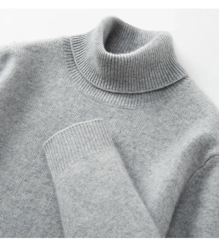 Pull à col roulé pour hommes, Double épaisseur, 100% cachemire, pull à manches longues pour loisirs