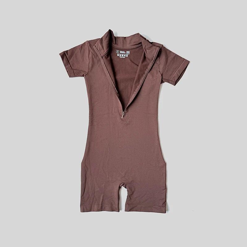 Body de sport d'été avec fermeture éclair, combinaison d'entraînement pour femmes, vêtements de gymn