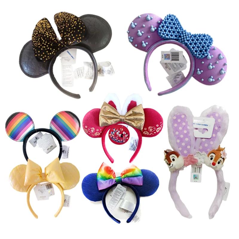 2025 Disney Minnie oreille bandeau pour femmes Disneyland Mickey oreilles arc-en-ciel LED paillettes