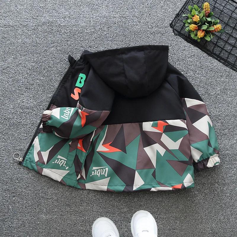 Veste à Capuche avec Fermeture Éclair pour Garçon, Coupe-Vent Fin, Manteau Décontracté, Imprimé Joli