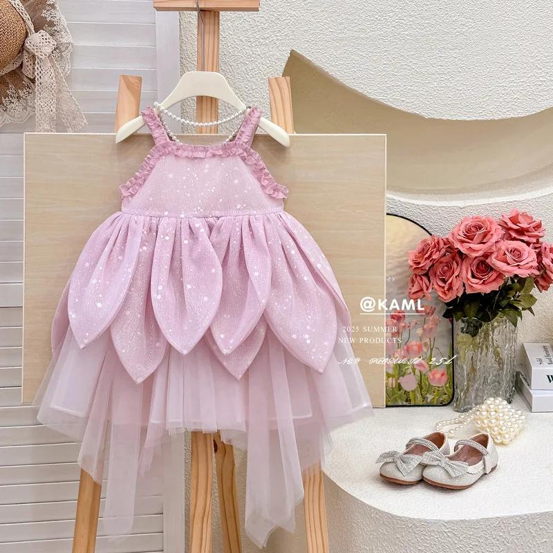 Robe d'été pour filles, nouvelle robe de princesse féerique à fleurs, à bretelles, Super féerique, p