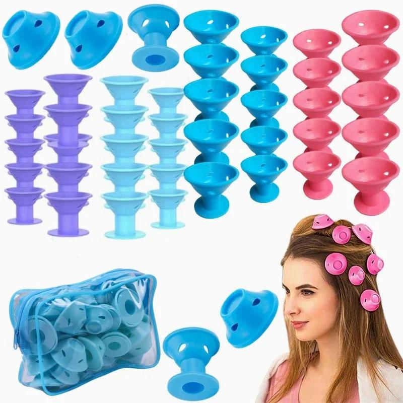 10/20 pièces bigoudis en caoutchouc souple Silicone sans chaleur bigoudis Clips pas de blesser bigou