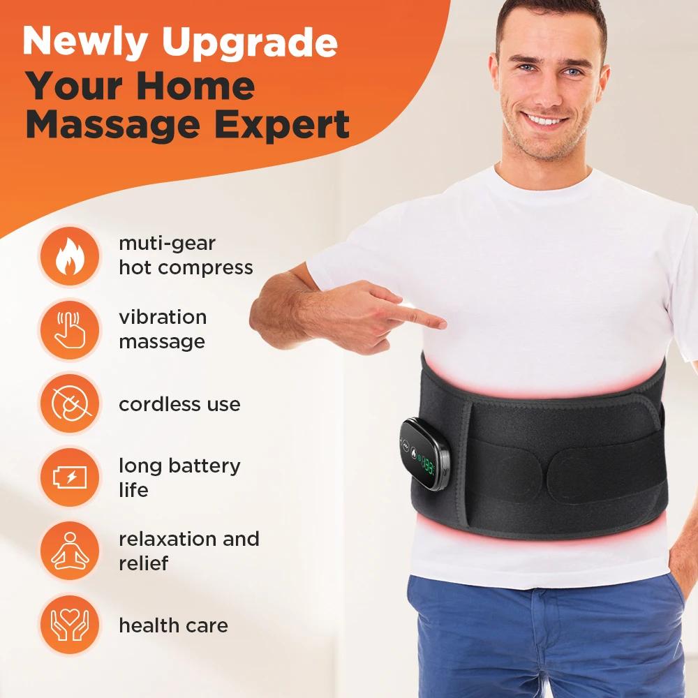 Ceinture de massage par vibrations chauffantes, lumière rouge, compresse chaude, attelle de soutien 