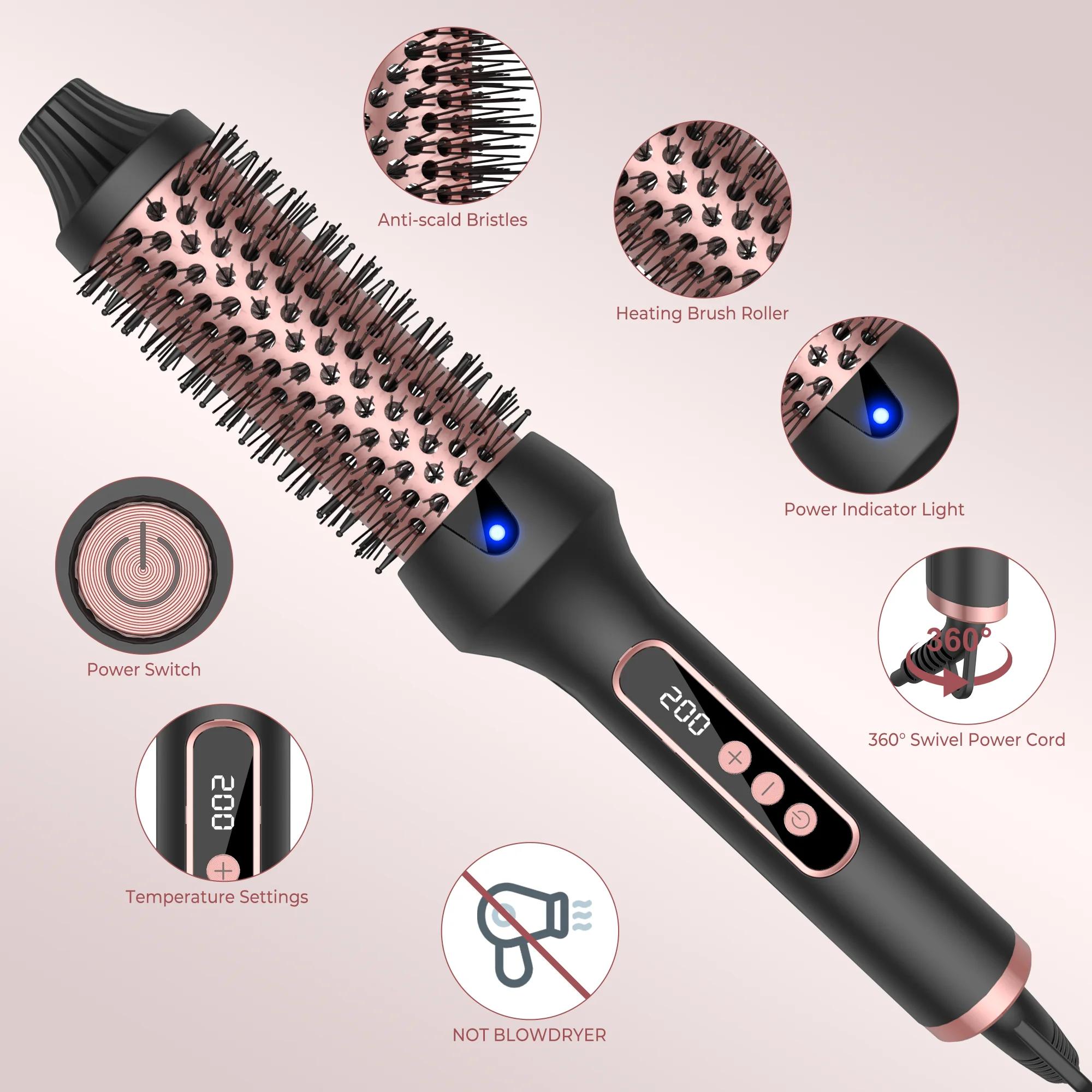 Brosse de fer à friser ionique, brosse thermique, peigne à friser, créer des boucles adt et volume, 