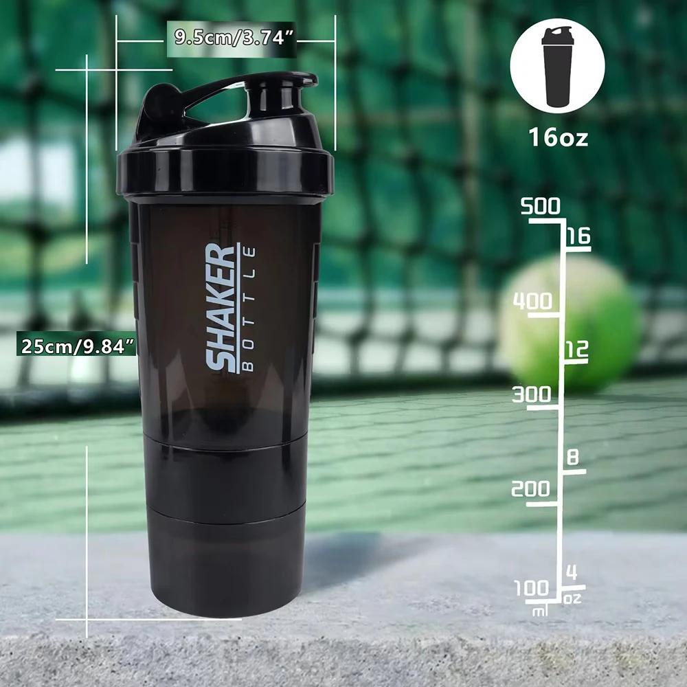 3 couches Shaker bouteille de protéines poudre Shake Cup bouteille d'eau tasse de mélange en plastiq