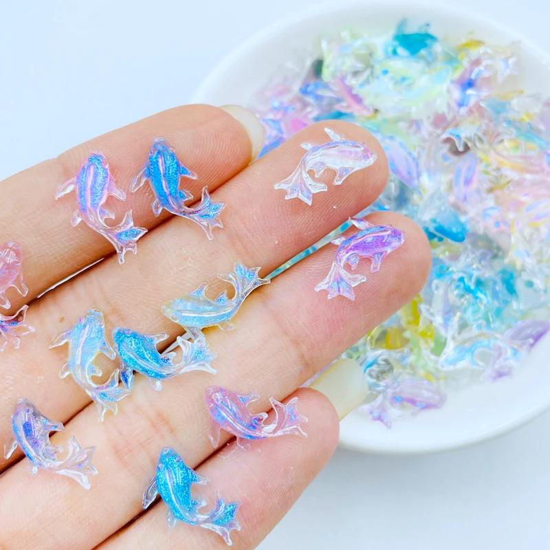 100 pièces nouveau mignon Mini Kawaii couleur petit poisson rouge résine Figurine artisanat Flatback
