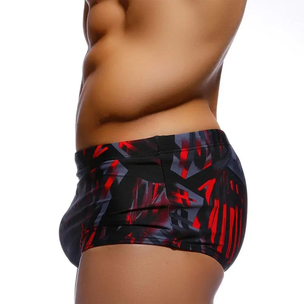 Maillot de bain homme brésilien coupe traditionnelle surf boxer slips noir rouge sunga
