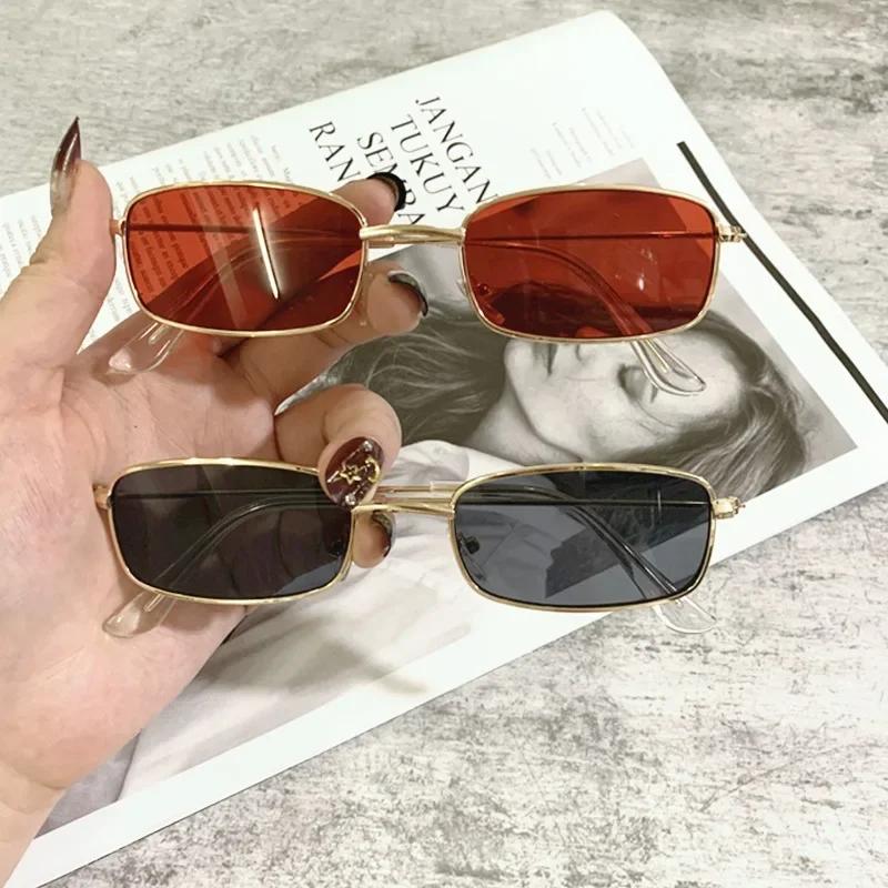 Lunettes de soleil ovales rétro pour femmes, rectangulaires en métal, classiques, bonbons, documents