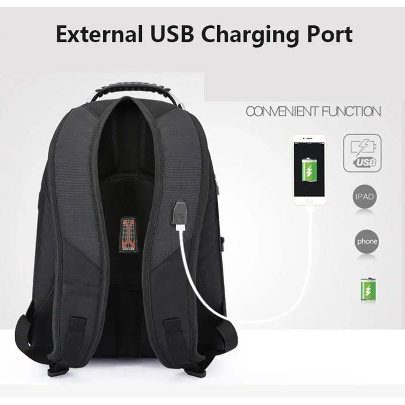 Sac à dos pour ordinateur portable de 17 pouces, multifonctionnel, durable, avec port de charge USB,