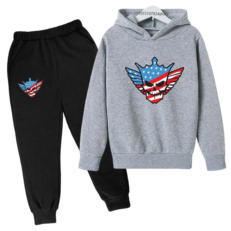 Enfants automne printemps mode Cody WWE 2 pièces pull à capuche + pantalon survêtements 2-13 ans gar