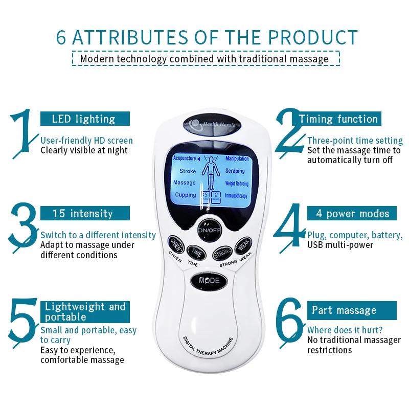 Instrument de Massage électrique Tens à double sortie, stimulateur musculaire EMS électrique, masseu