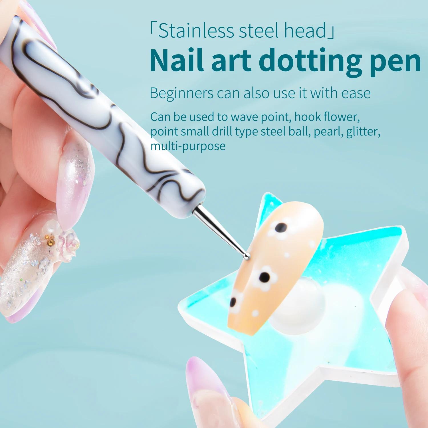 Pinceau français pour Nail Art, stylo à double extrémité, poignée en acrylique, pour dessin, peintur