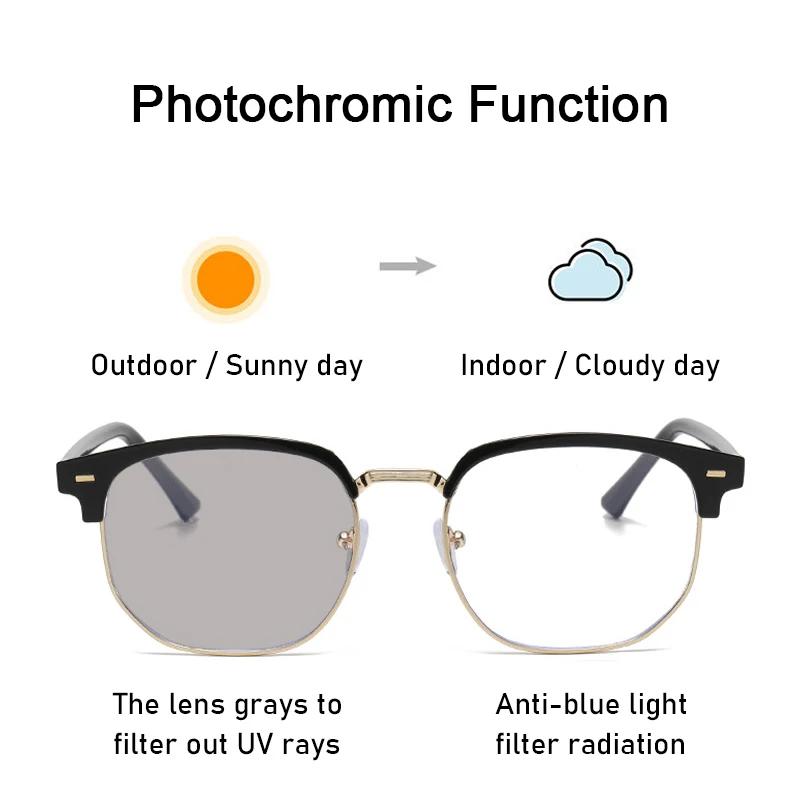 XJiea – lunettes photochromiques Anti-lumière bleue pour hommes et femmes, rectangulaires, semi-sans
